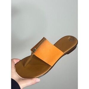 Italian Shoemakers Women's Vintage Orange & Brown Flip Flops Size 10